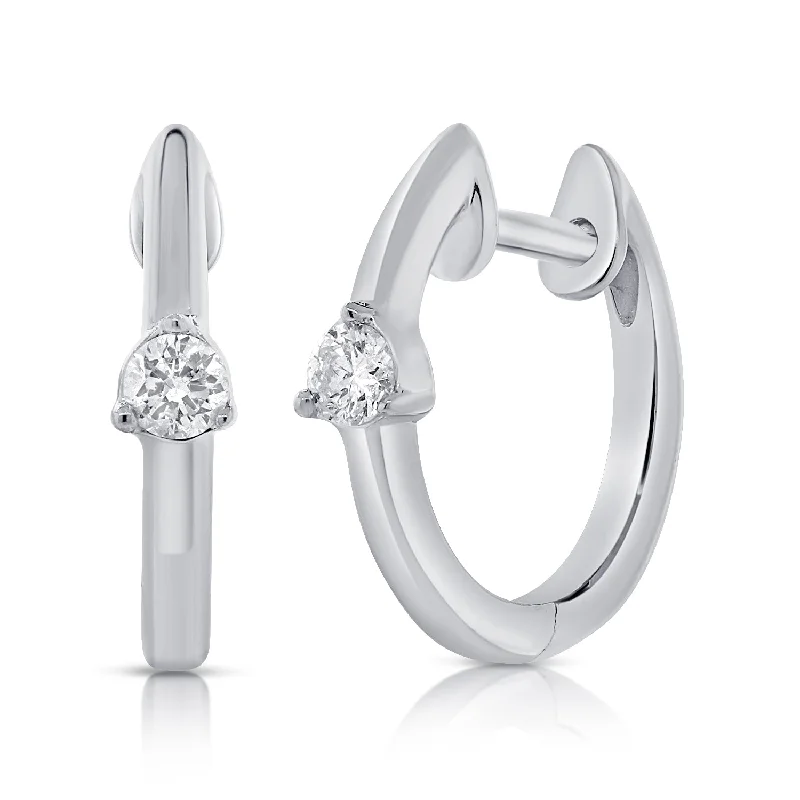tiny star constellation bracelet 14K White Gold Diamond Huggie Earrings
