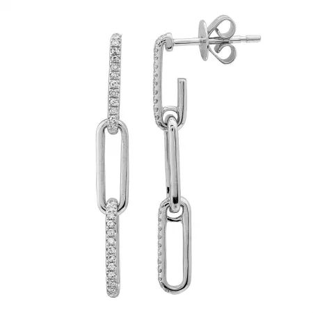 unique zodiac constellation necklace 14k White Gold Diamond Link Dangling Paper Clip Earrings unique zodiac constellation necklace 14k White Gold Diamond Link Dangling Paper Clip Earrings