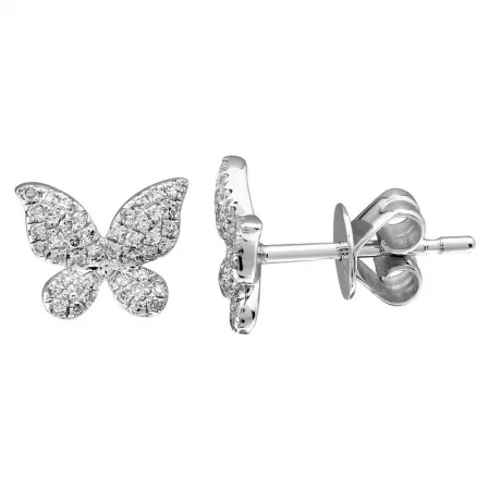 celestial sun charm anklet 14K White Gold Diamond Pave Butterfly Stud Earrings