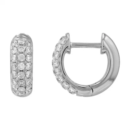 chunky gemstone cuff bracelet 14K White Gold Diamond Pave Huggie Hoop Earrings