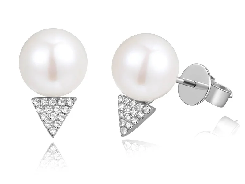 vintage art deco bracelet 14K White Gold Diamond + Pearl Earrings