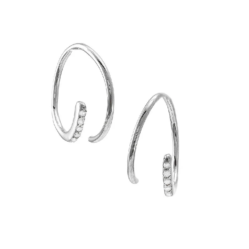 celestial orbit ring set 14K White Gold Diamond Threader Hoop Earrings