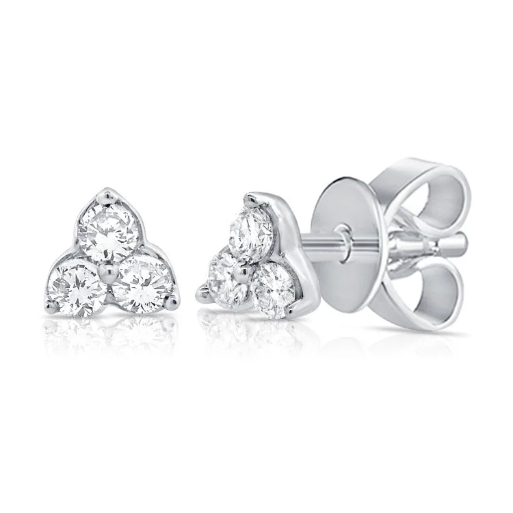 custom initial pendant necklace 14K White Gold Diamond Trio Stud Earrings