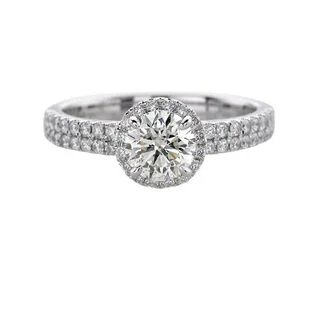 sleek black titanium ring 14K WHITE GOLD HALO RING 1.45CT TW