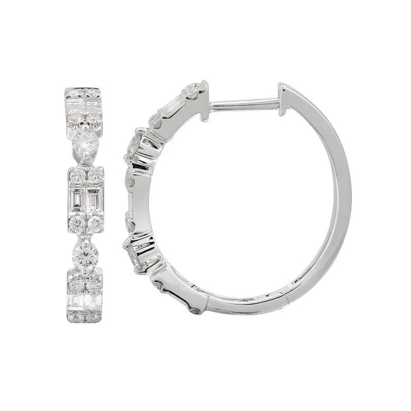 natural turquoise ring handmade 14K White Gold Round + Baguette Cluster Hoop Earrings natural turquoise ring handmade 14K White Gold Round + Baguette Cluster Hoop Earrings