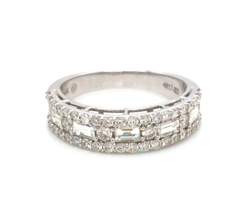 white topaz stacking rings 14K White Natural Diamond Ring Size 7.75