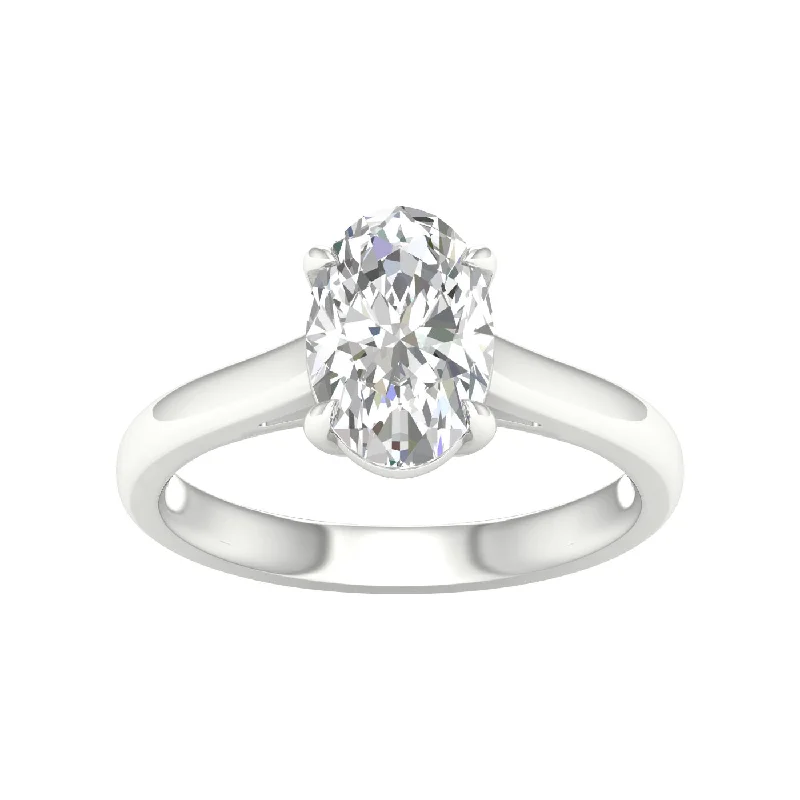vintage-style diamond halo ring 14K White Oval Lab Grown Diamond Solitaire Engagement Ring vintage-style diamond halo ring 14K White Oval Lab Grown Diamond Solitaire Engagement Ring