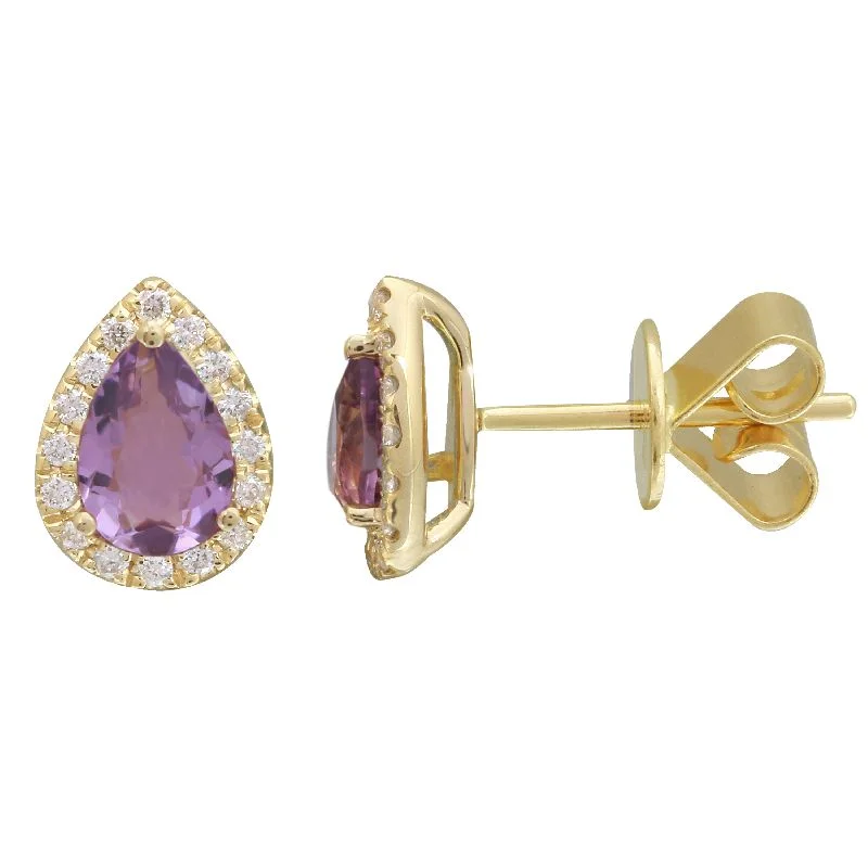 handmade gemstone anklet boho 14k Yellow Amethyst & Diamond Pear Gemstone Earrings