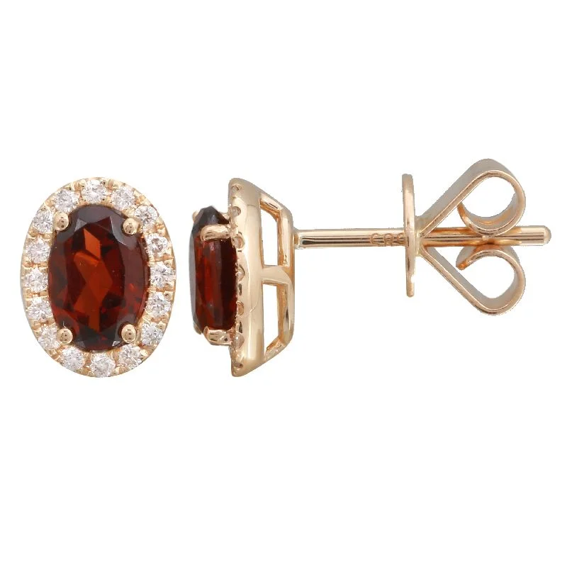 bold statement cuff bracelet 14K Rose Gold Garnet & Diamond Oval Gemstone Earrings