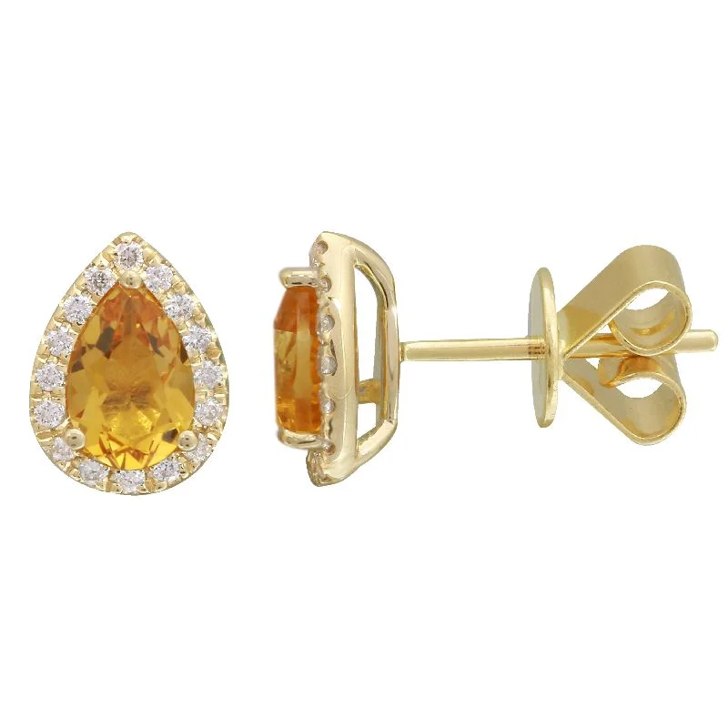 gothic bat ring sterling silver 14k Yellow Citrine  & Diamond Pear Gemstone Earrings