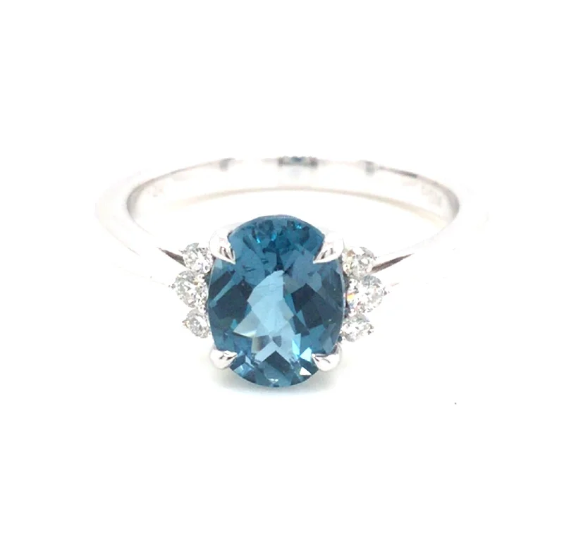 adjustable charm necklace 14K Yellow Classic London Blue Topaz and Natural Diamond Ring Size 6.5 adjustable charm necklace 14K Yellow Classic London Blue Topaz and Natural Diamond Ring Size 6.5