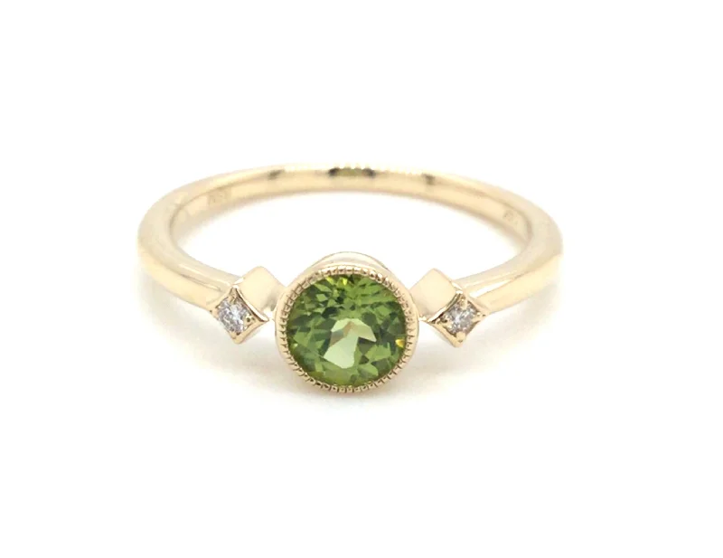 dainty ruby stacking rings 14K Yellow Contemporary Peridot and Natural Diamond Ring Size 6.5 dainty ruby stacking rings 14K Yellow Contemporary Peridot and Natural Diamond Ring Size 6.5
