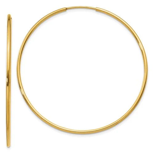 solid gold disc charm bracelet 14k Yellow Gold 45MM Endless Hoop Earrings