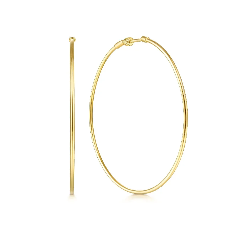 chunky boho turquoise ring 14K Yellow Gold 60mm Plain Round Classic Hoops