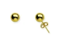 handmade copper wire ring 14K Yellow Gold 6mm Ball Stud Earrings
