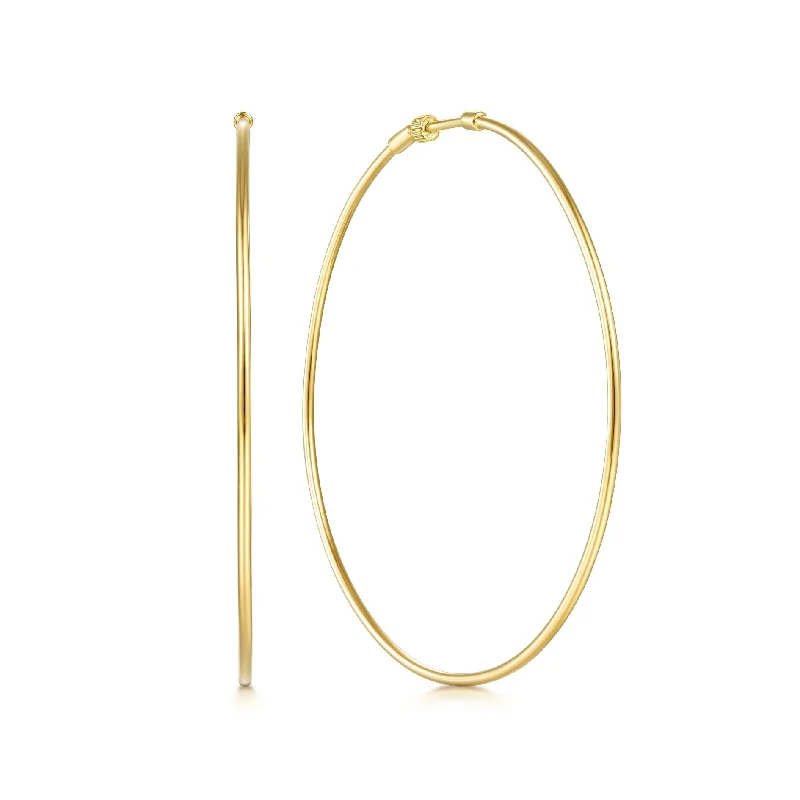 dainty gold anchor bracelet 14K Yellow Gold 70mm Plain Round Classic Hoops