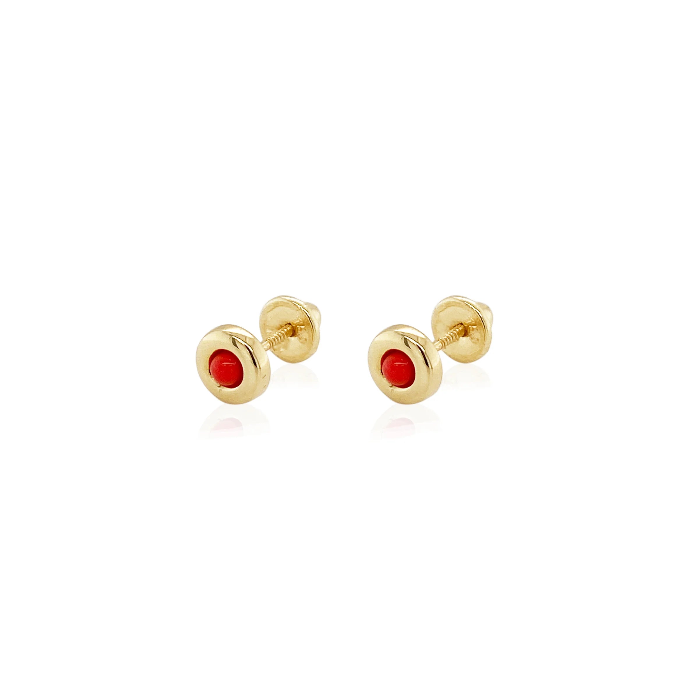 handcrafted braided silver bracelet 14K Yellow Gold Coral Bezel Children's Earrings handcrafted braided silver bracelet 14K Yellow Gold Coral Bezel Children's Earrings
