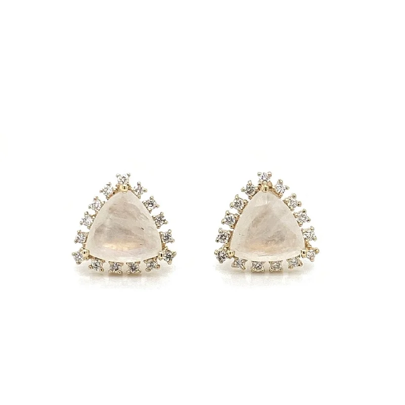 handmade ceramic bead bracelet 14K YELLOW GOLD DIAMOND MOONSTONE HOOP EARRINGS