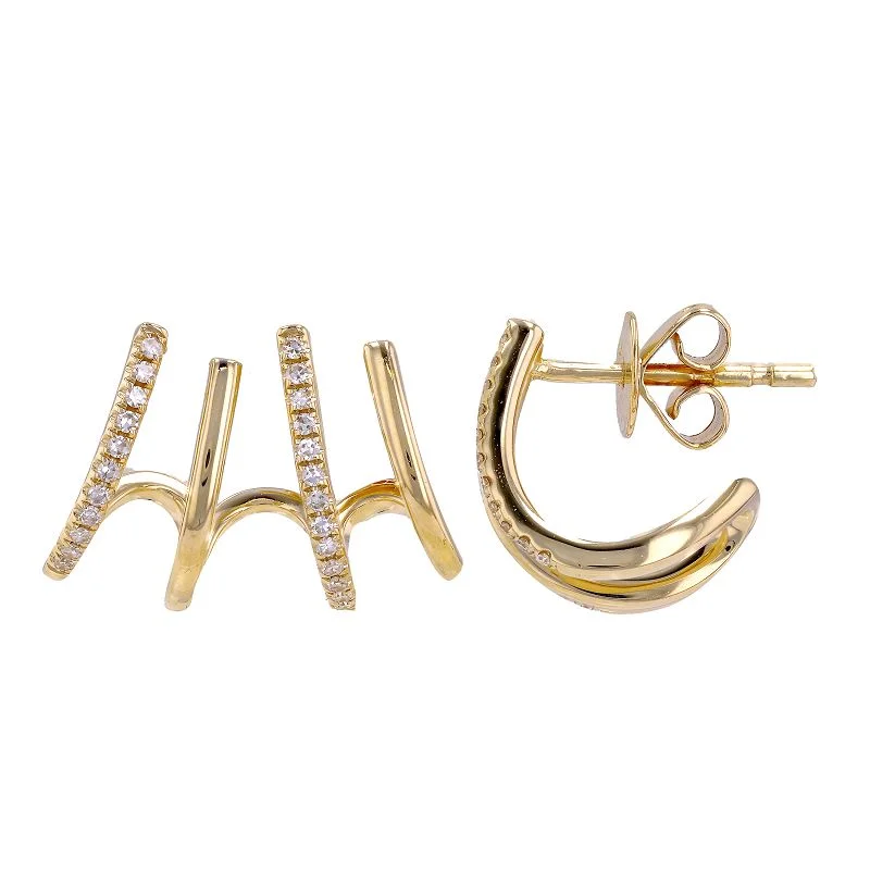 ruby and diamond engagement ring 14K Yellow Gold Diamond Caged Lobe Earrings