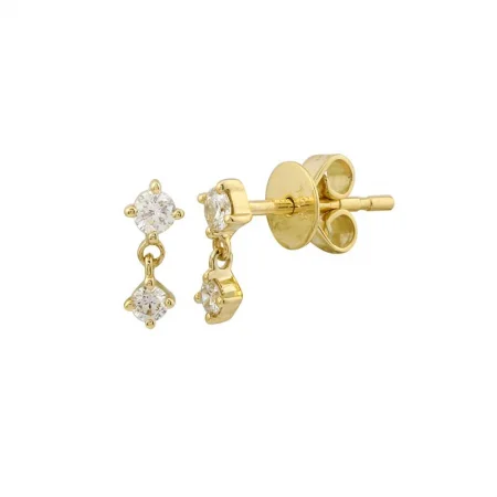boho pearl charm bracelet 14k Yellow Gold Diamond Dangle Earrings