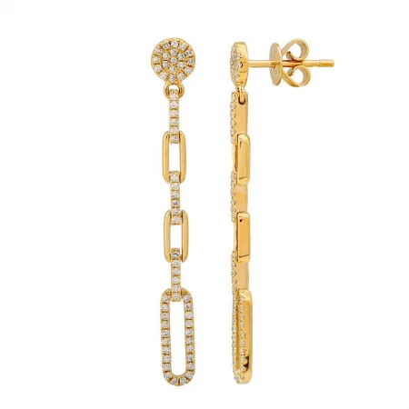 custom name necklace gold 14k Yellow Gold Diamond Dangling Stud Earrings