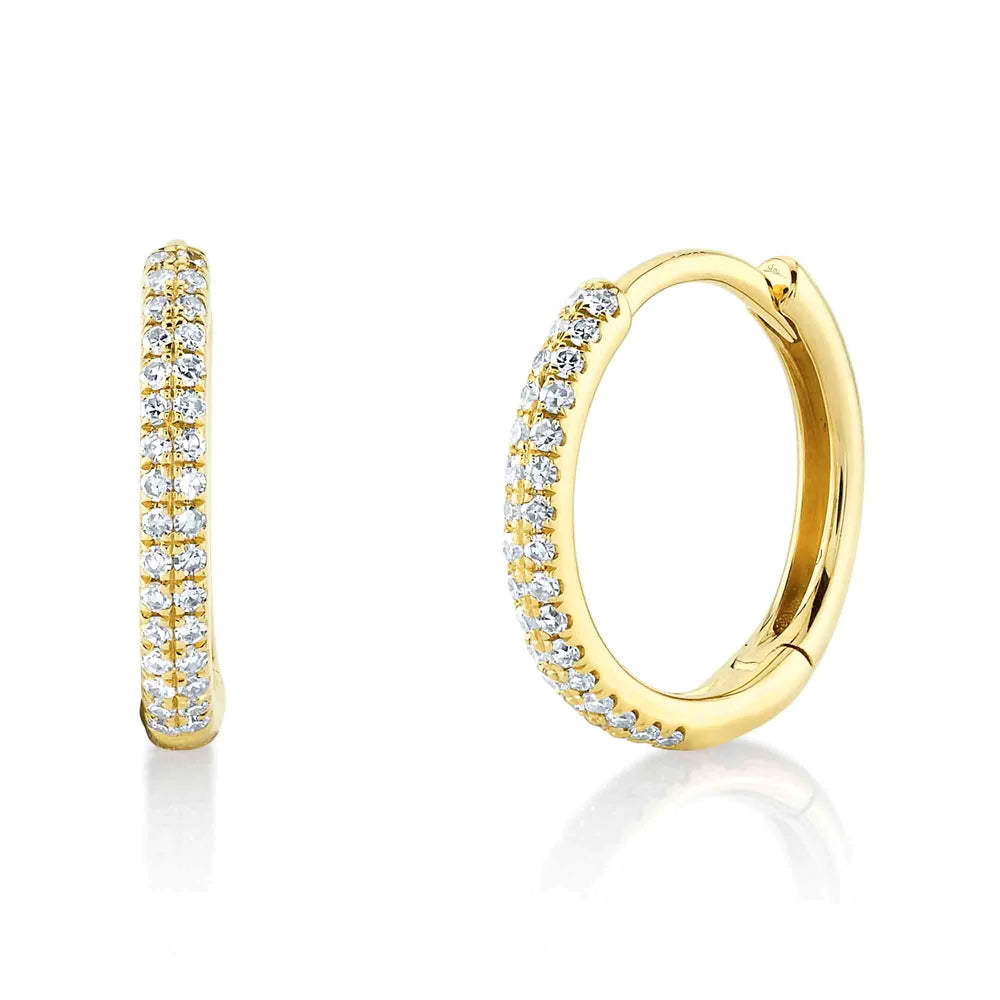 unique diamond eternity band 14K Yellow Gold Diamond Double Row Earrings