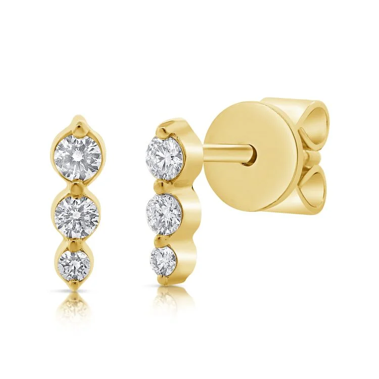 natural crystal pendant necklace 14K Yellow Gold Diamond Graduated Bar Earrings