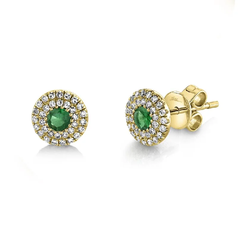 boho shell beaded anklet 14K Yellow Gold Diamond + Green Garnet Earrings