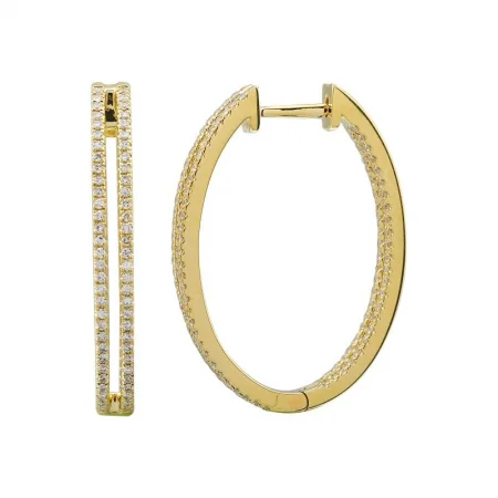 rose gold cubic zirconia earrings 14k Yellow Gold Diamond In & Out Hoop Earrings