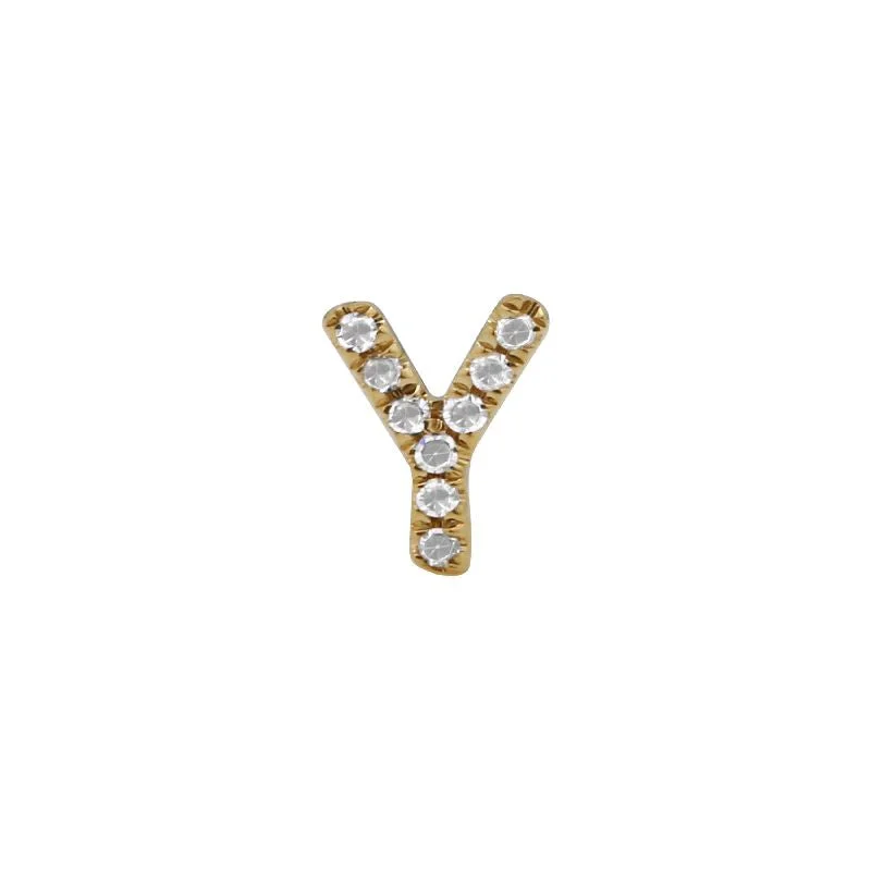 delicate heart stud earrings 14K Yellow Gold Diamond Initial Earring Stud (1)