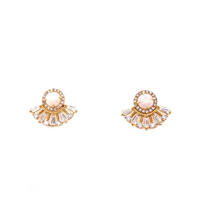 silver hoop earrings small 14K Yellow Gold Diamond Jacket + Opal Halo Earrings