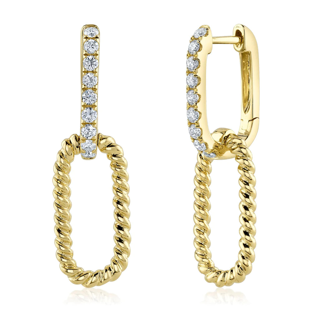 dainty gemstone choker necklace 14K Yellow Gold Diamond Oval Hoop and Rope Hoop Earrings