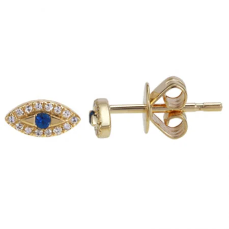 double-layered choker necklace 14K Yellow Gold Diamond + Sapphire Evil Eye Earrings