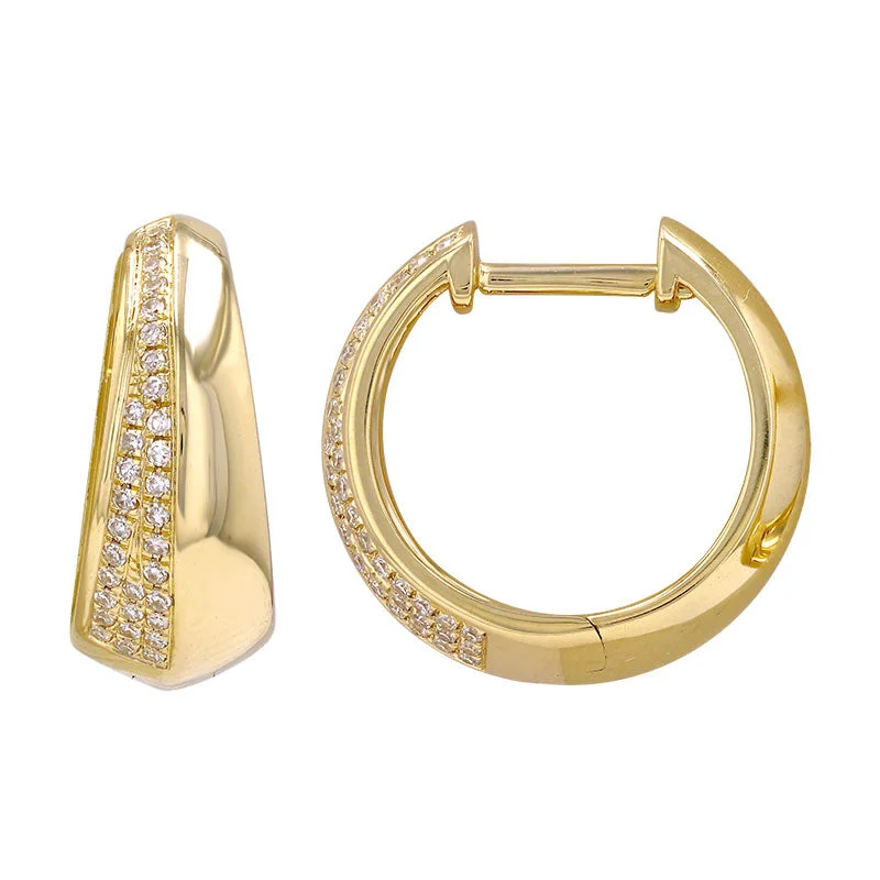 gemstone cluster earrings silver 14K Yellow Gold Diamond Tapered Huggie Earrings