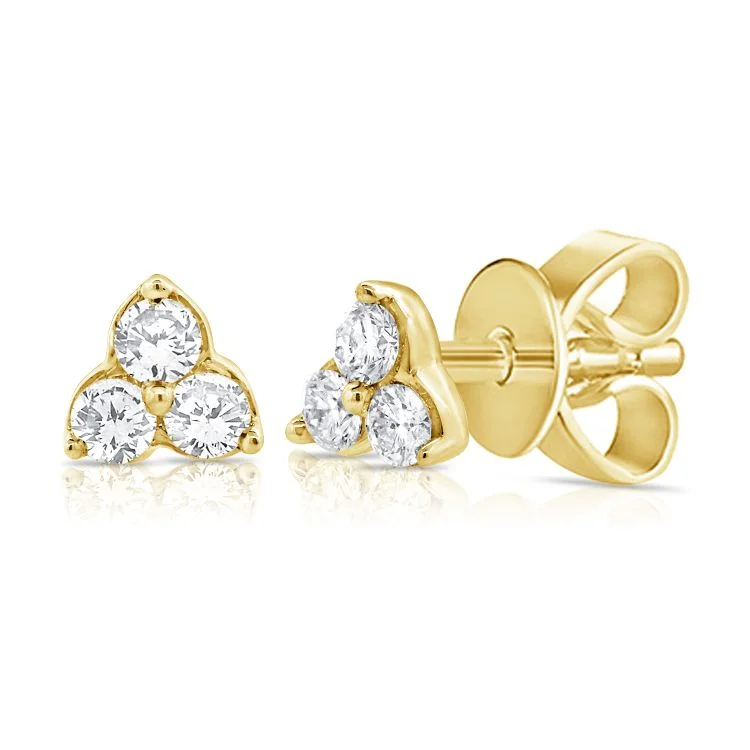 unique square diamond ring 14K Yellow Gold Diamond Trio Stud Earrings