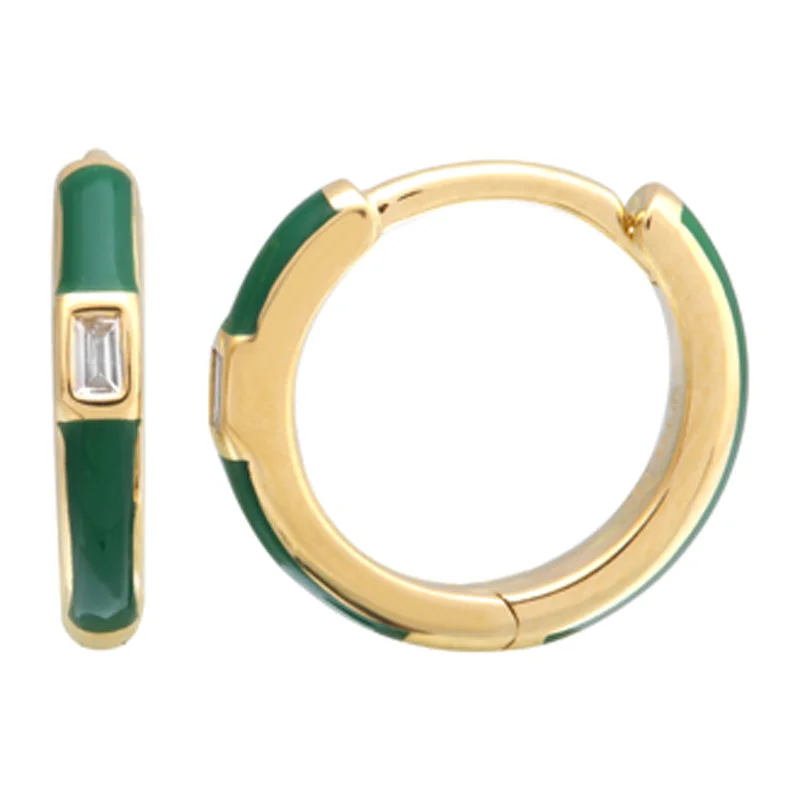 personalized initial ring stackable 14k Yellow Gold Dark Green Enamel & Diamond Huggie Earrings personalized initial ring stackable 14k Yellow Gold Dark Green Enamel & Diamond Huggie Earrings