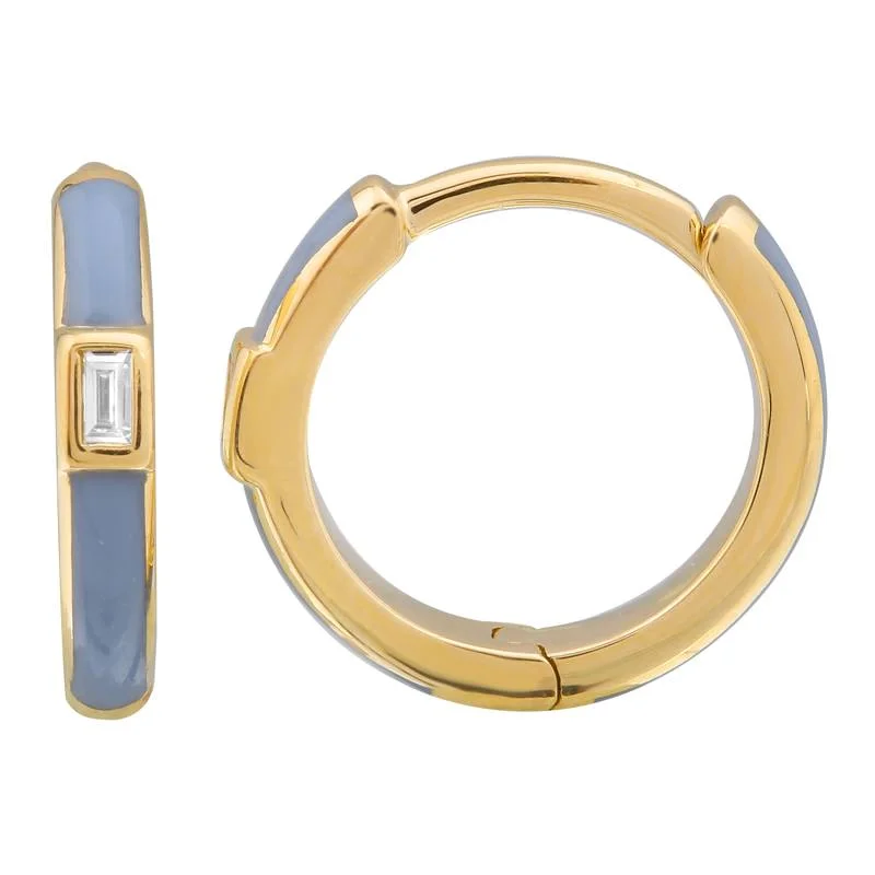 snake chain bracelet gold 14k Yellow Gold Dusk Enamel & Diamond Huggie Earrings