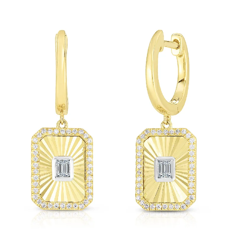 silver moon and star pendant 14K Yellow Gold Fluted Baguette and Pave Diamond Earrings silver moon and star pendant 14K Yellow Gold Fluted Baguette and Pave Diamond Earrings
