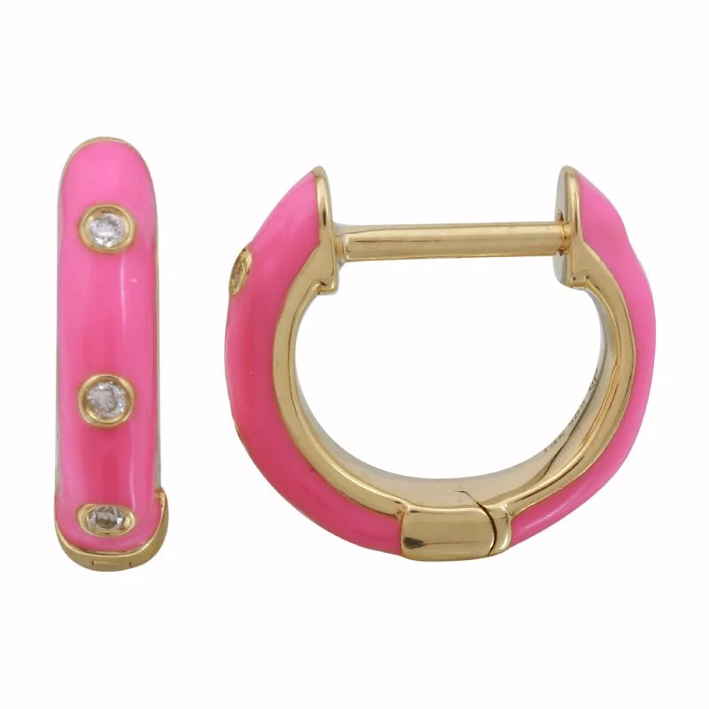 rose quartz bracelet healing 14k Yellow Gold Fushia Enamel & Diamond Huggie Earrings rose quartz bracelet healing 14k Yellow Gold Fushia Enamel & Diamond Huggie Earrings