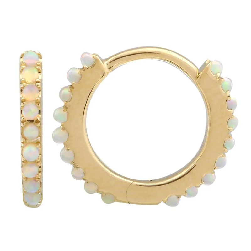 men’s rugged leather bracelet 14k Yellow Gold Opal Eternity Huggie Earrings