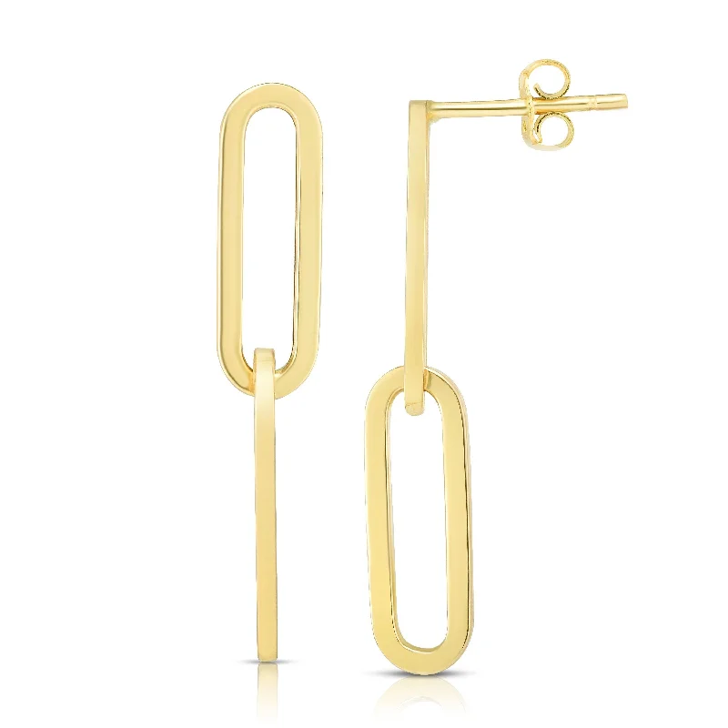modern hexagon stud earrings 14k Yellow Gold Oval Paper Clip Earrings