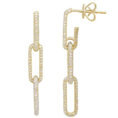 men’s tungsten wedding ring 14k Yellow Gold Paperclip Diamond Earrings