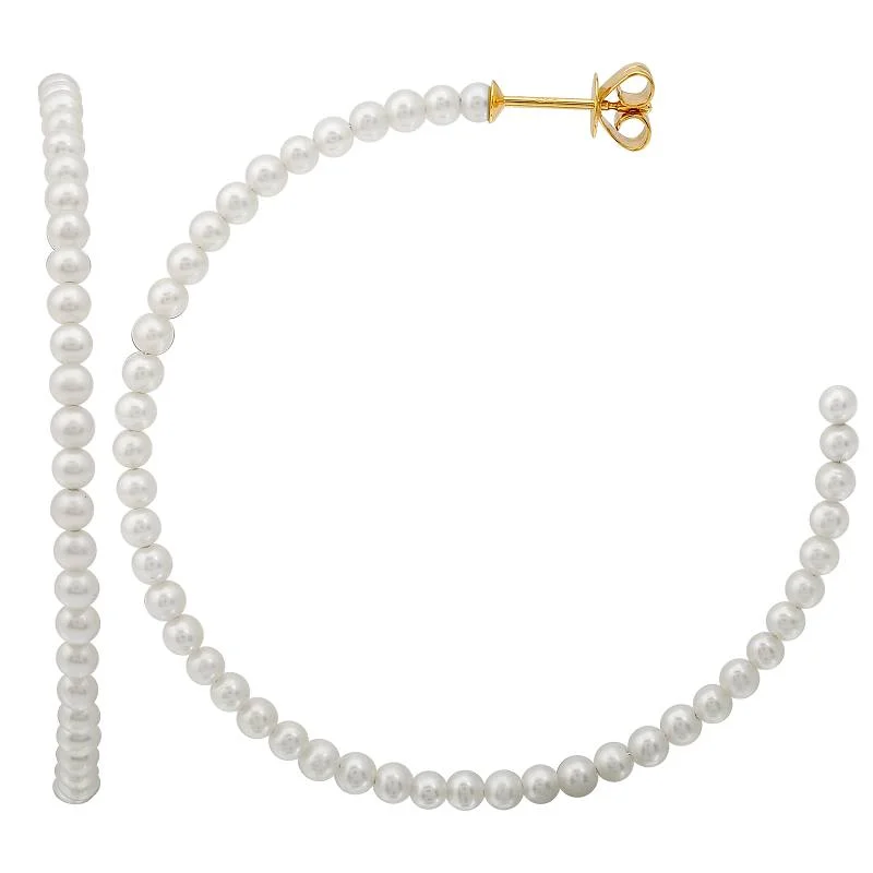 silver infinity symbol bracelet 14k Yellow Gold Pearls Large Hoop Earrings