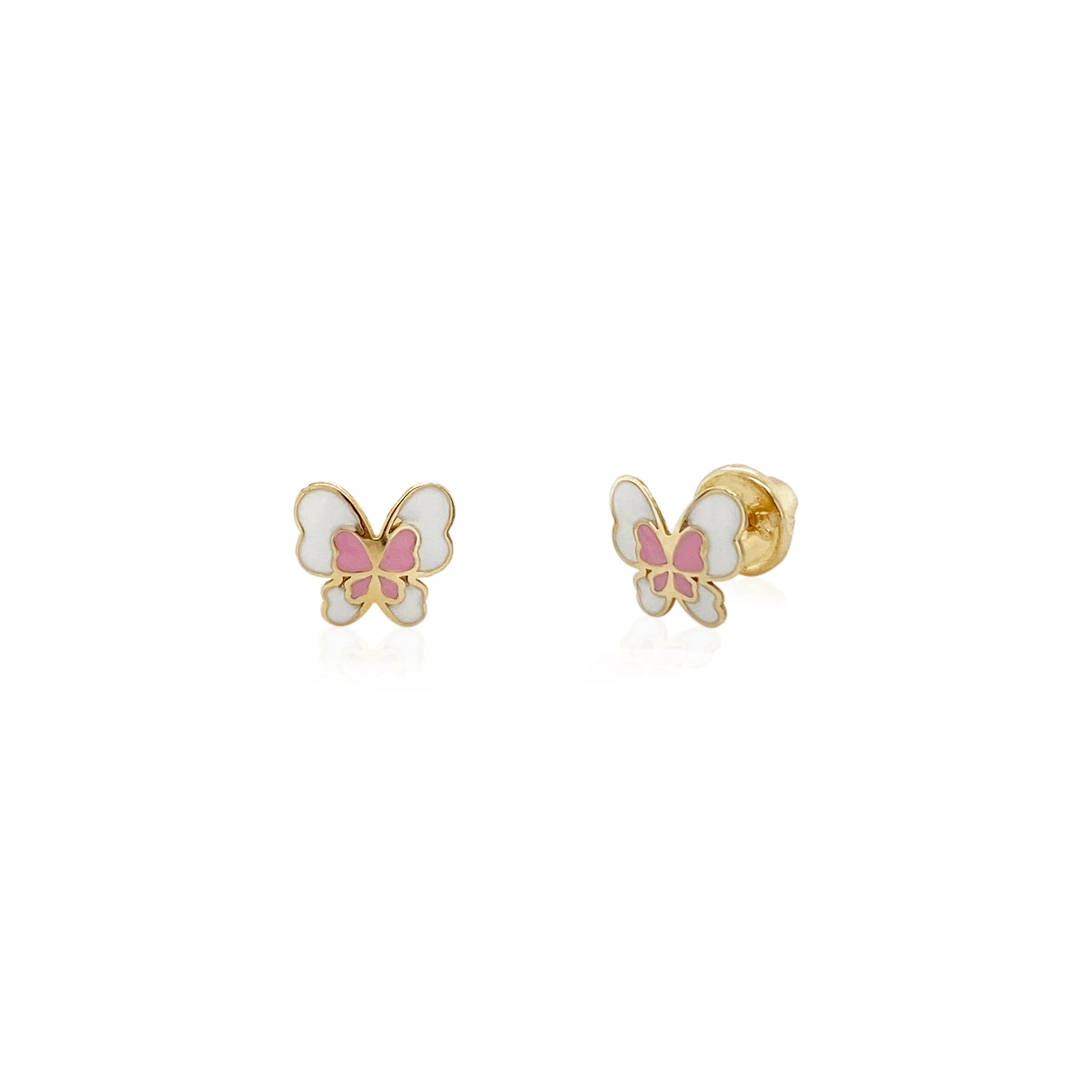 vintage floral engagement ring 14K Yellow Gold Enamel Butterfly Children's Earrings