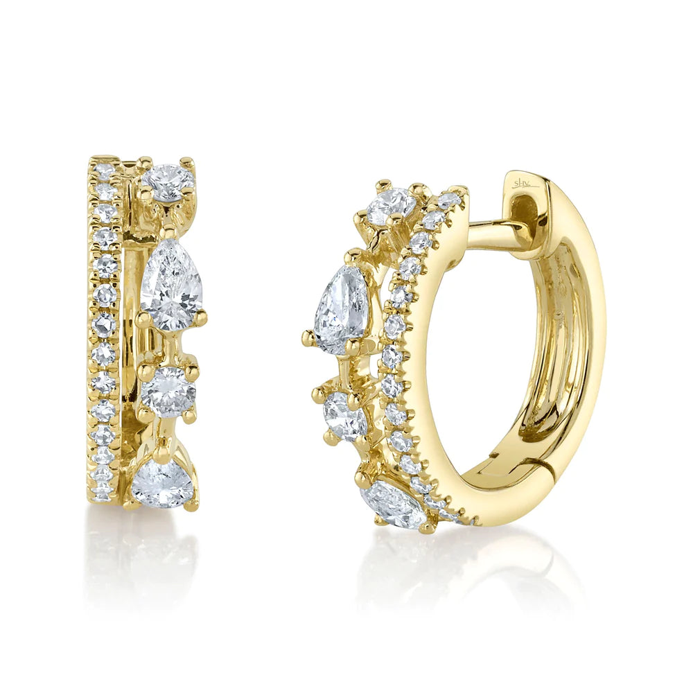 emerald-cut ruby eternity ring 14K Yellow Gold Round and Pear Diamond Huggie Earrings emerald-cut ruby eternity ring 14K Yellow Gold Round and Pear Diamond Huggie Earrings