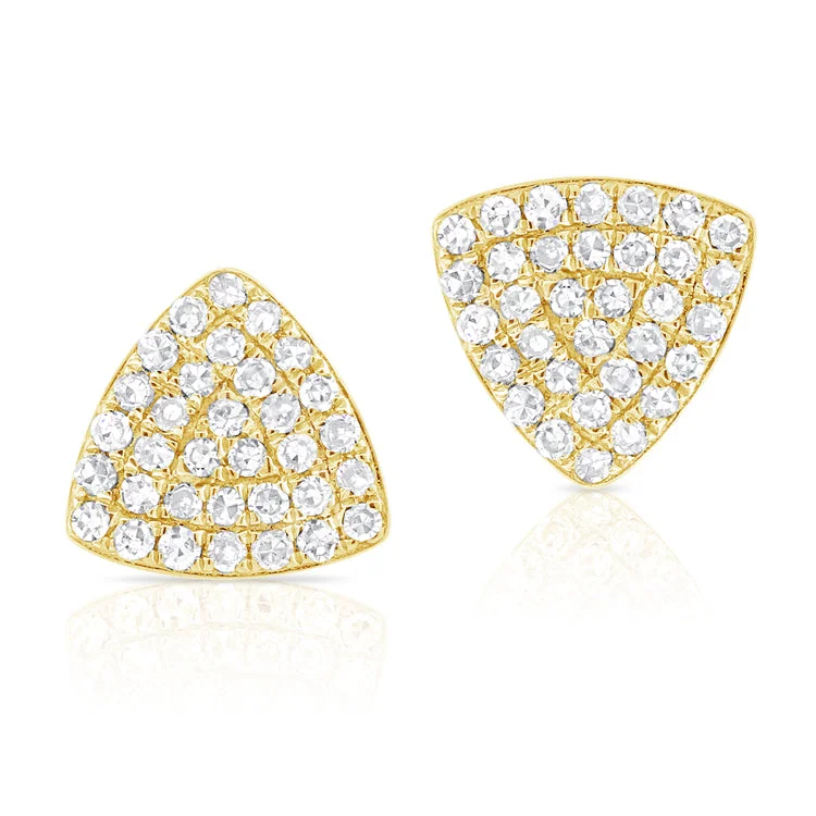 celestial zodiac sign necklace 14K Yellow Gold Rounded Diamond Triangle Earrings