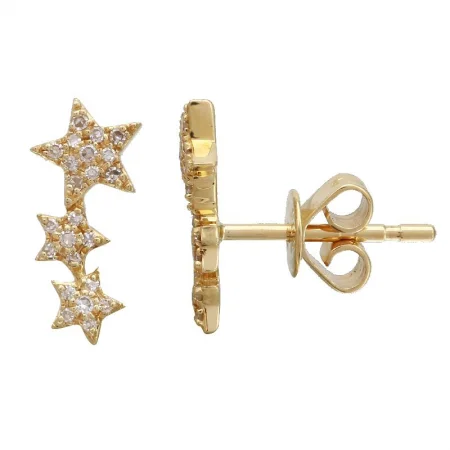 aquamarine birthstone necklace March 14k Yellow Gold Star Diamond Earrings