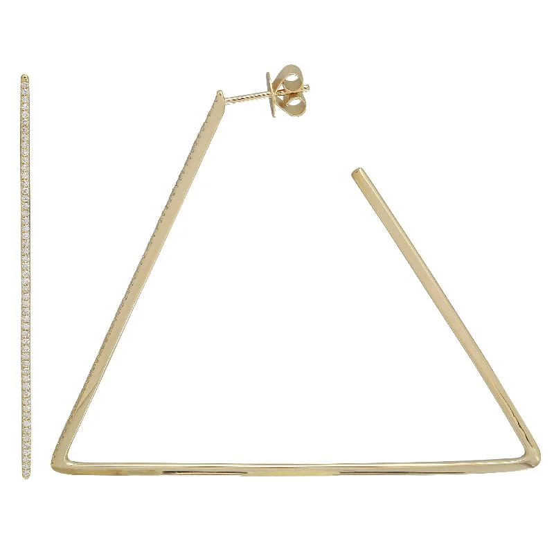 yellow sapphire engagement ring 14k Yellow Gold Triangle Diamond Hoop Earrings