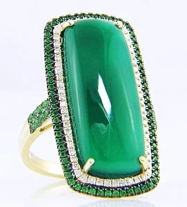 gold-plated figaro chain 14K Yellow Halo Green Onyx,Tsavorite and Natural Diamond Ring Size 7 gold-plated figaro chain 14K Yellow Halo Green Onyx,Tsavorite and Natural Diamond Ring Size 7