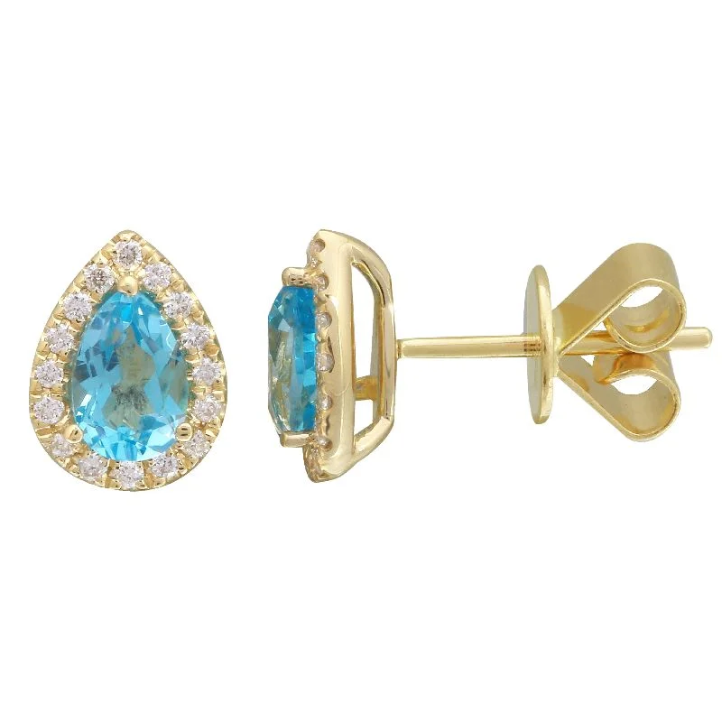 white gold infinity ring 14k Yellow London Blue Topaz  & Diamond Pear Gemstone Earrings